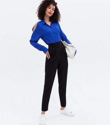 Tall Black High Waist Tailored Trousers 