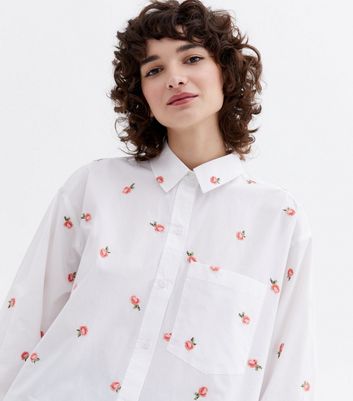 White Floral Embroidered Oversized 