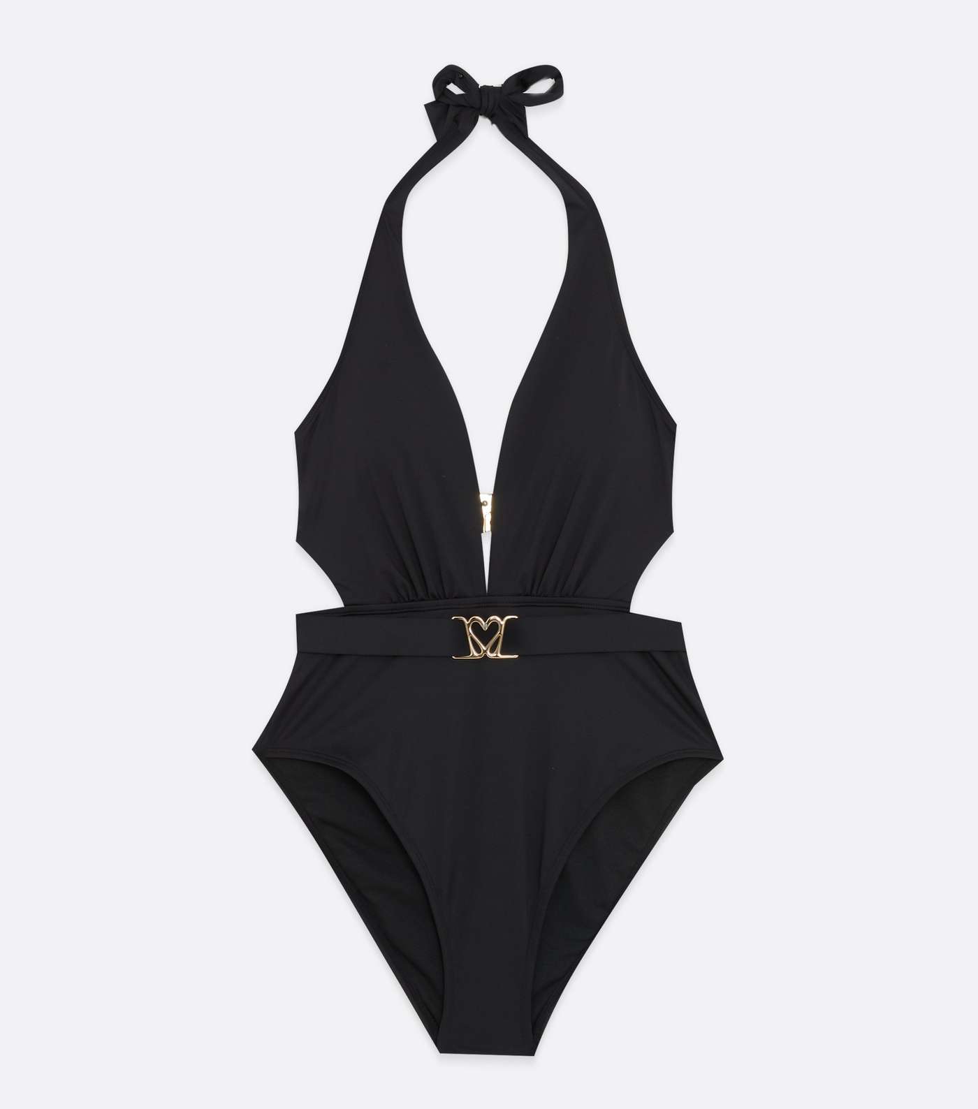 Black Heart Belted Plunge Swimsuit Image 5