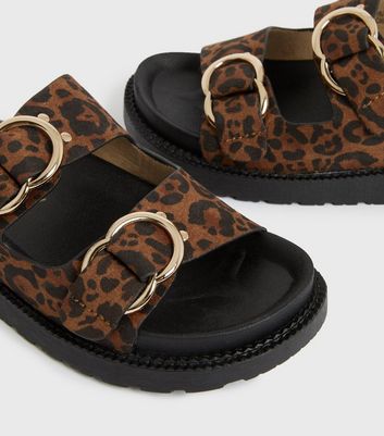 New look leopard print on sale sliders