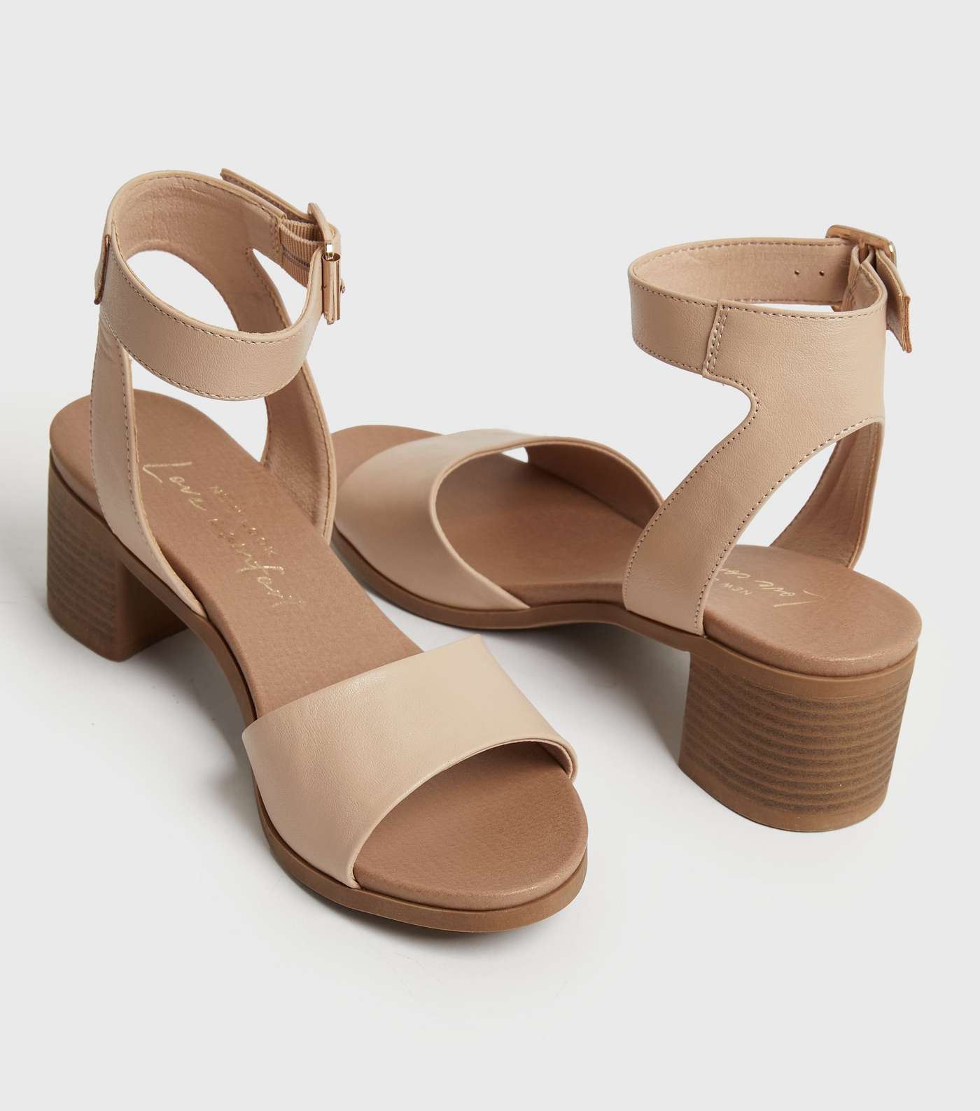 Pale Pink Open Toe Block Heel Sandals Image 4