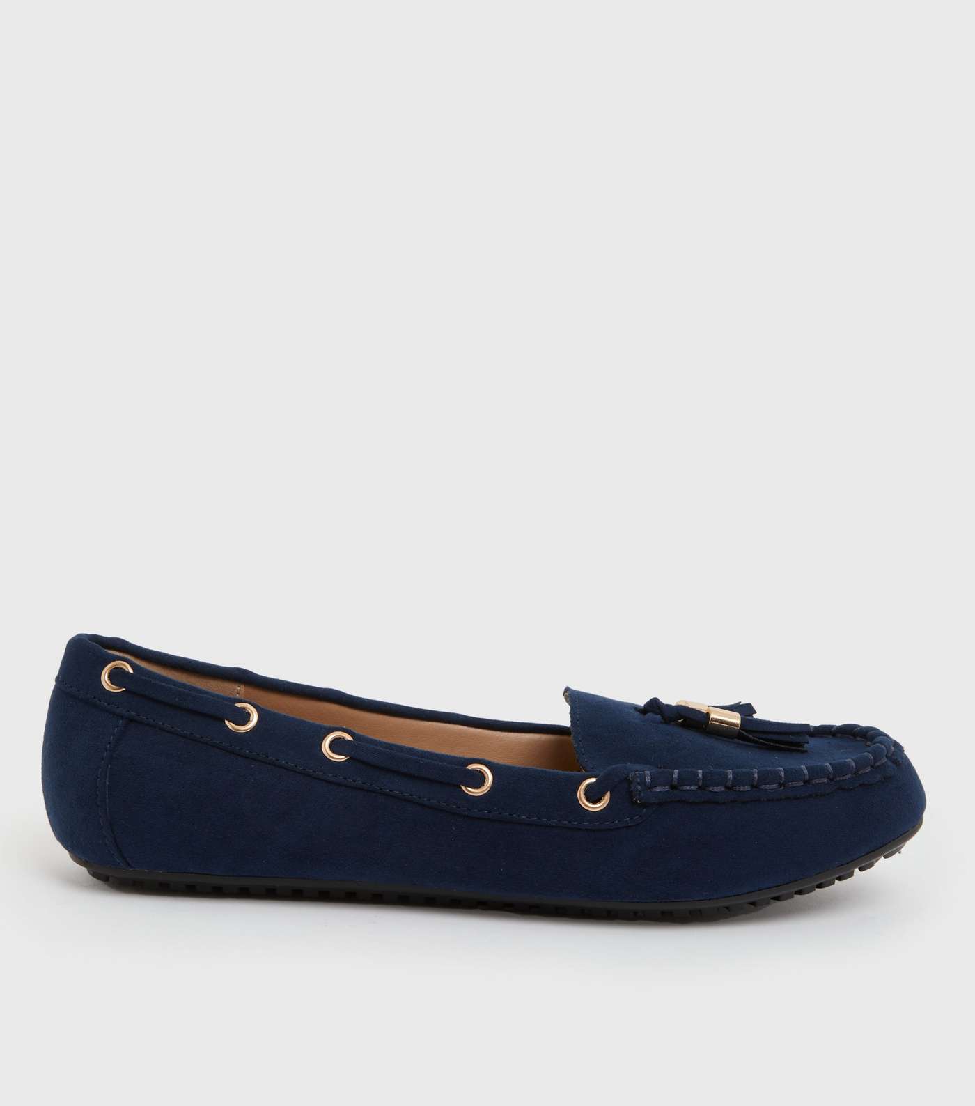 Navy Suedette Tassel Lace Loafers