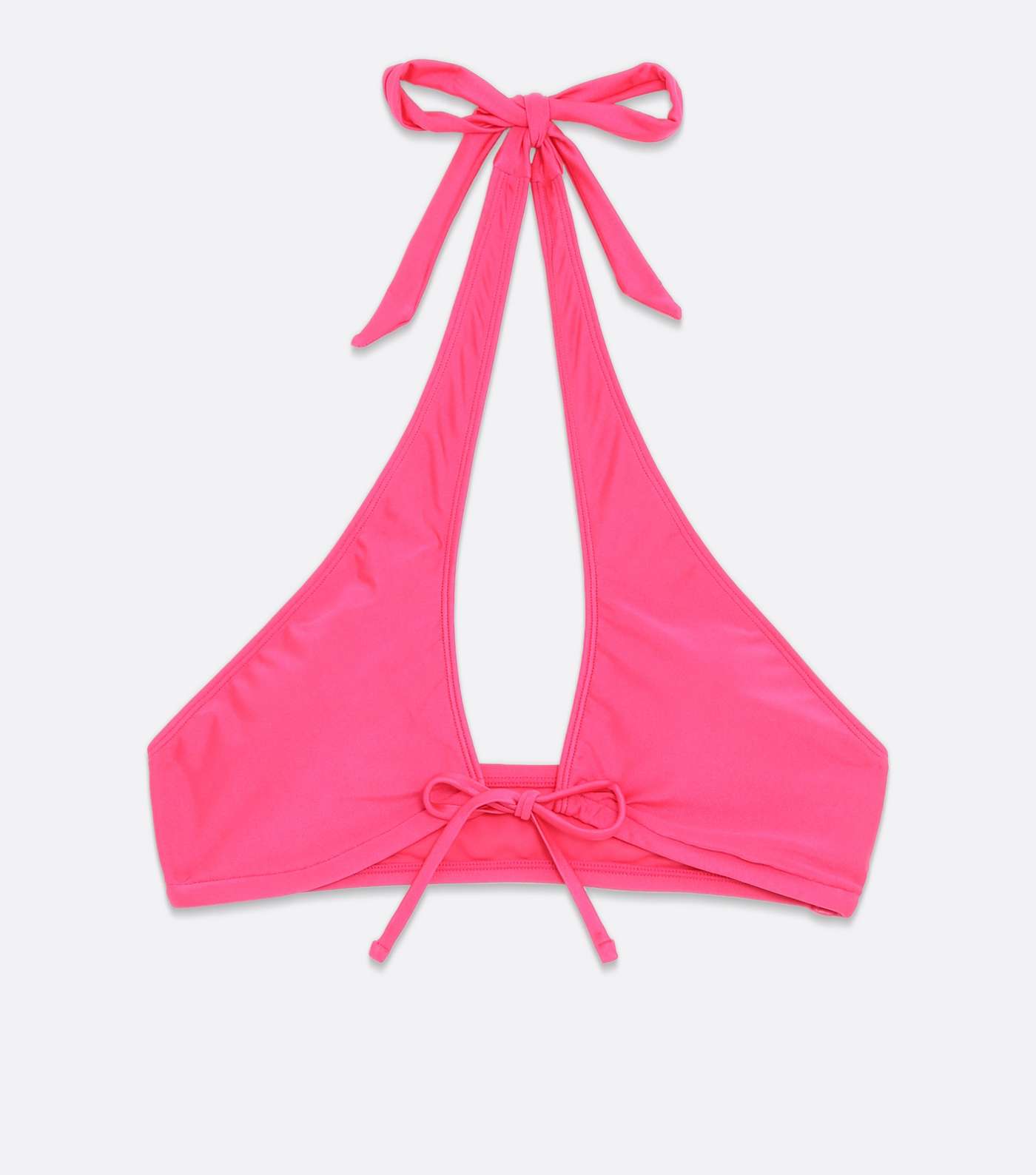 Bright Pink Halter Tie Front Bikini Top Image 5