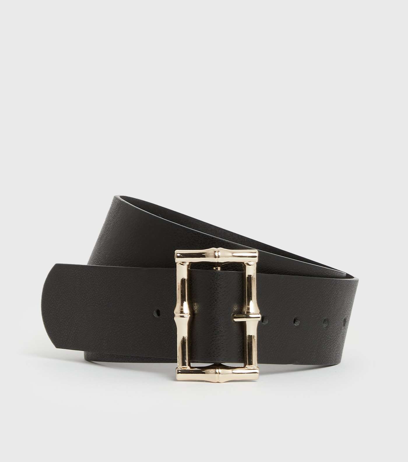 Black Leather Look Rectangle Buckle Waist Belt