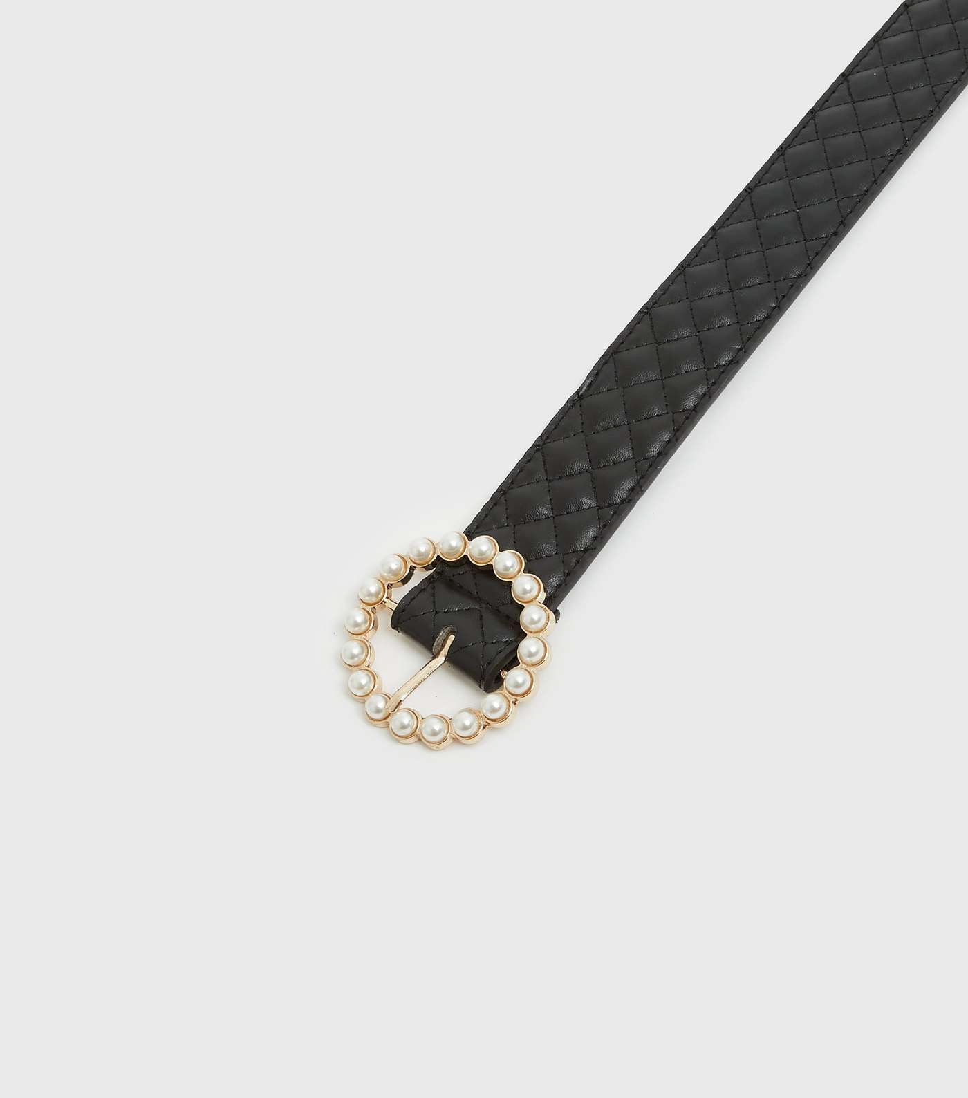 Black Quilted Faux Pearl Belt Image 2