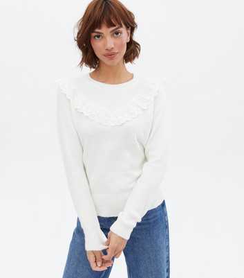 Off White Broderie Frill Jumper