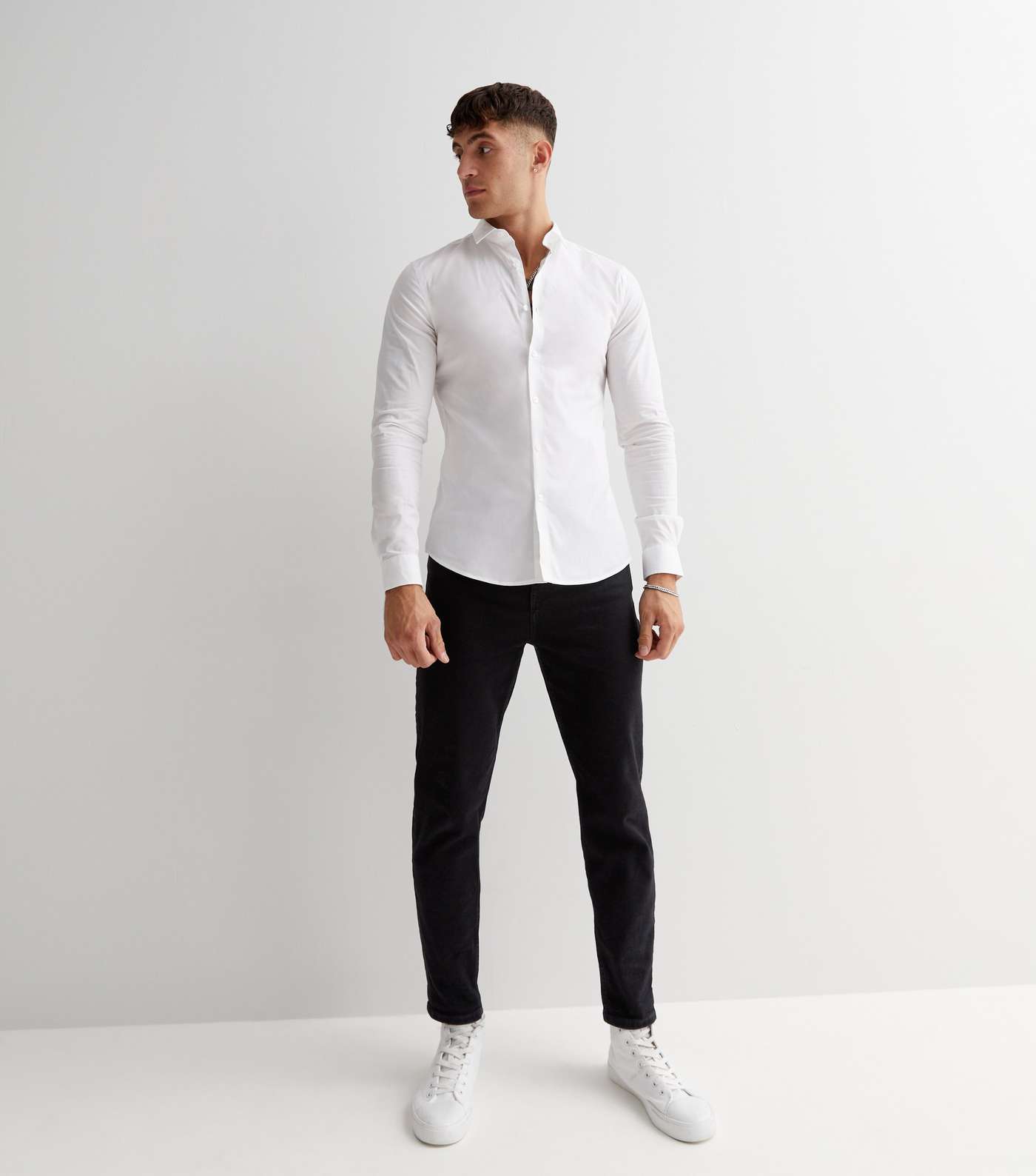 3 Pack White Poplin Long Sleeve Muscle Fit Shirts Image 2