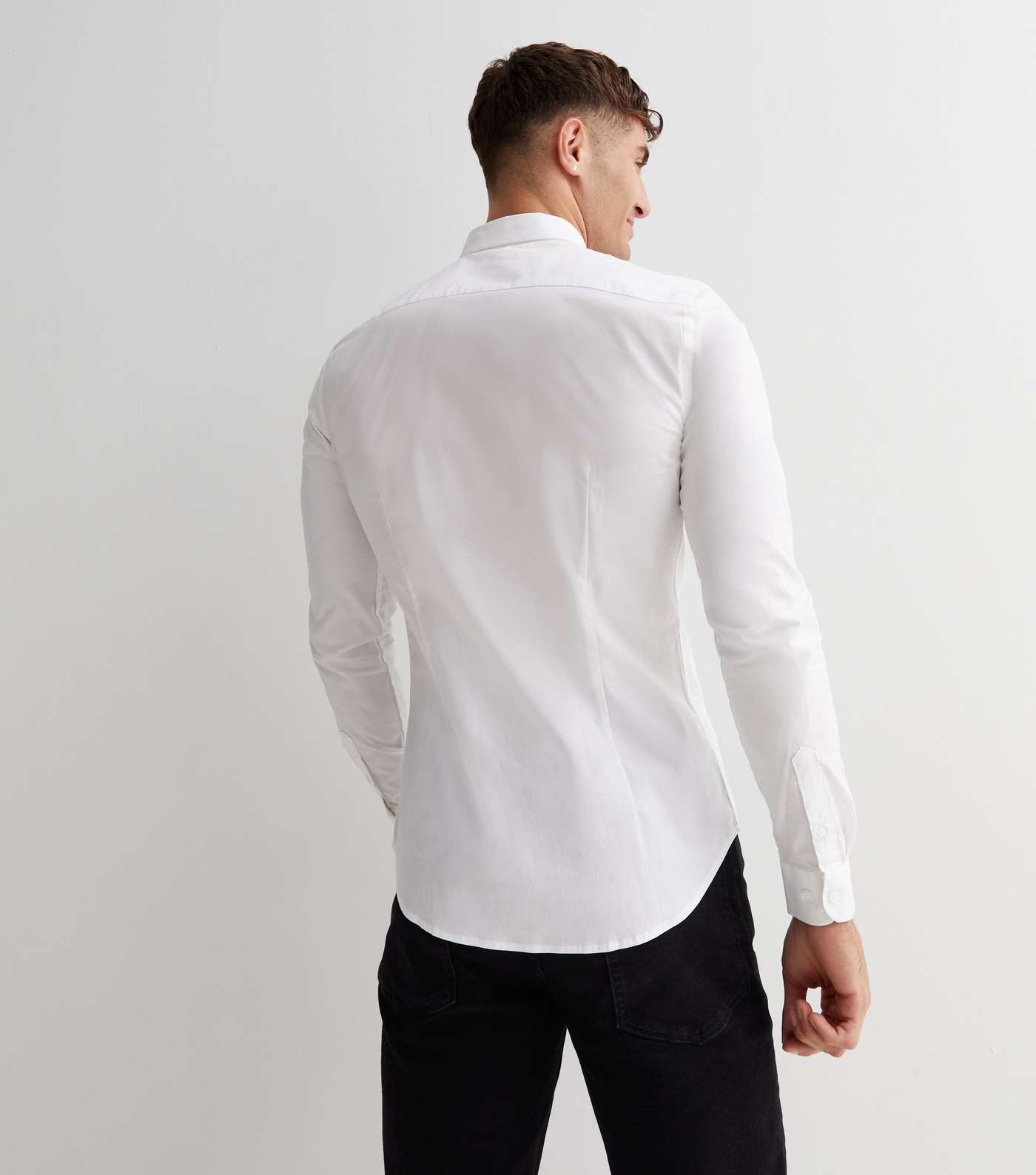 3 Pack White Poplin Long Sleeve Muscle Fit Shirts Image 4