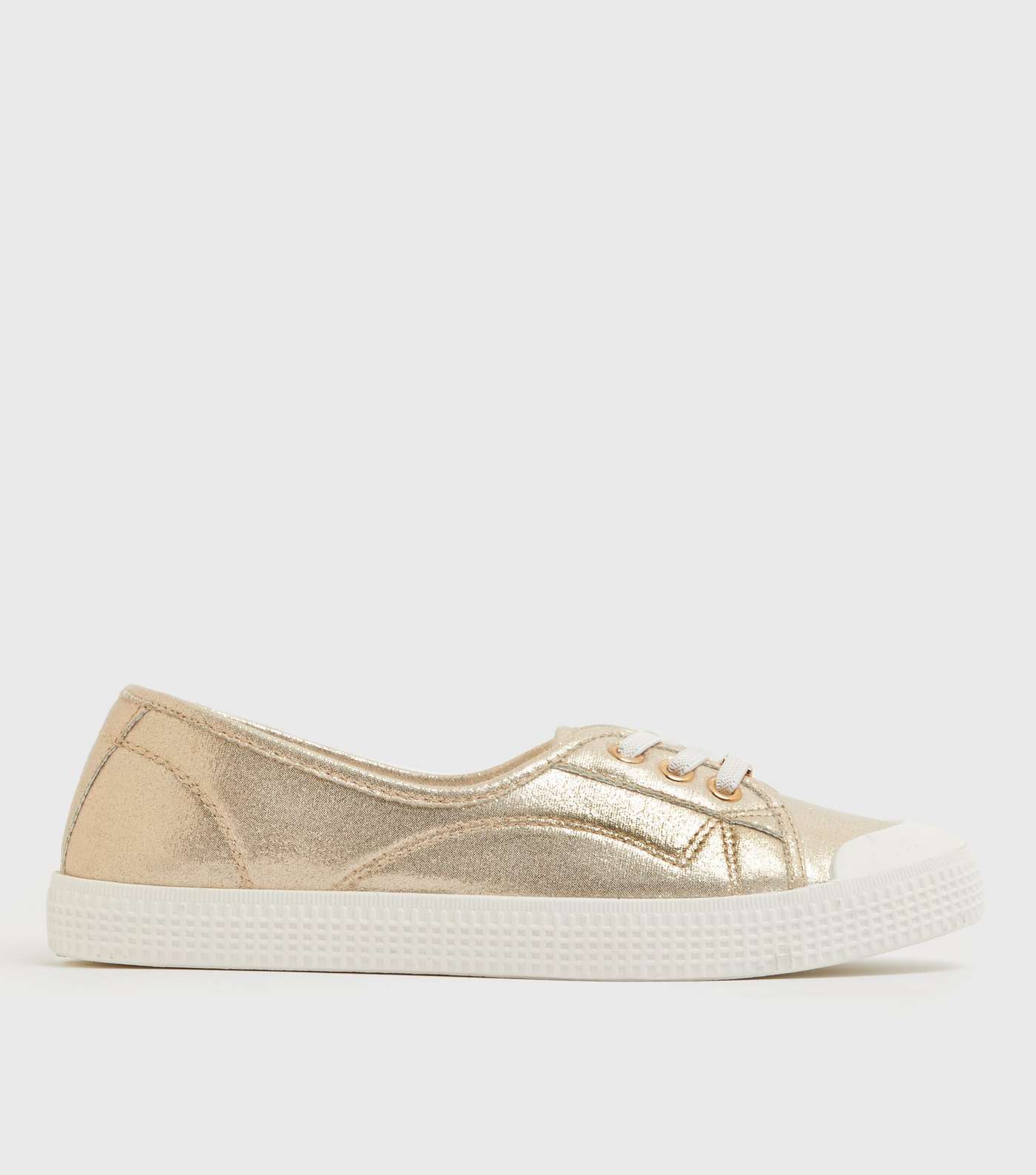 Gold Metallic Lace Up Trainers