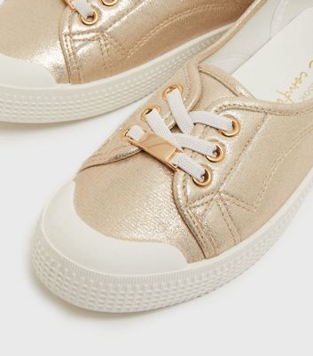 gold metallic trainers