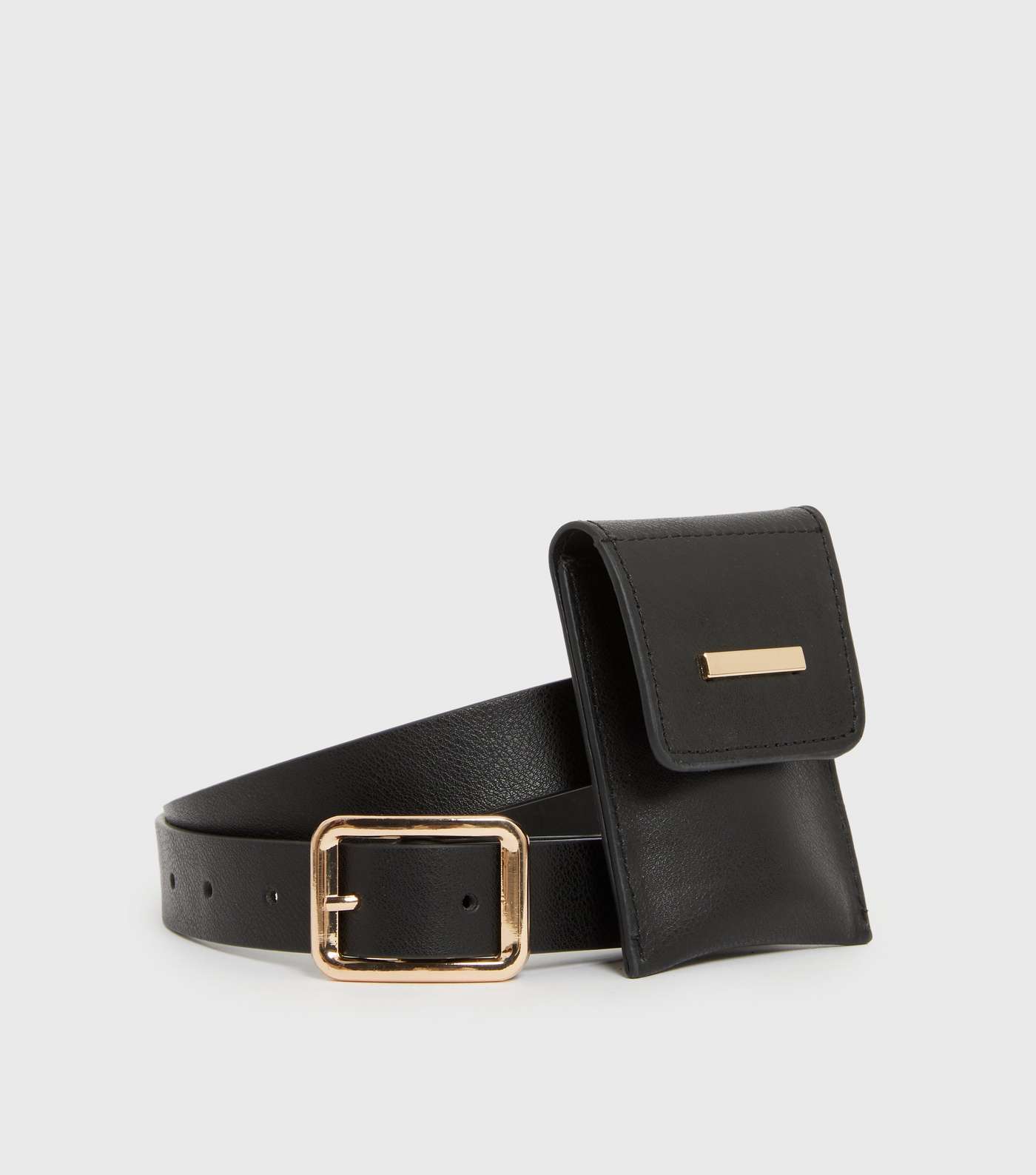 Black Leather-Look Pochette Belt