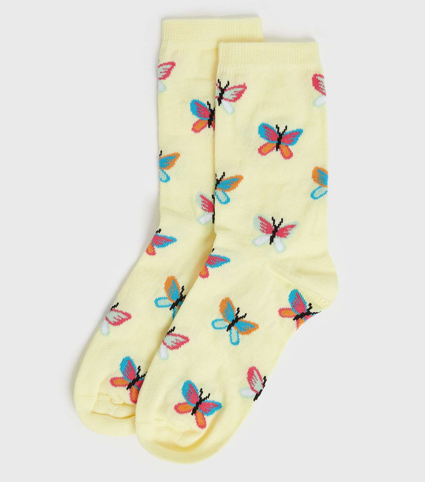 Pale Yellow Butterfly Socks