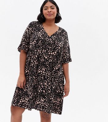 Click to view product details and reviews for Curves Black Heart Mini Smock Shirt Dress New Look.