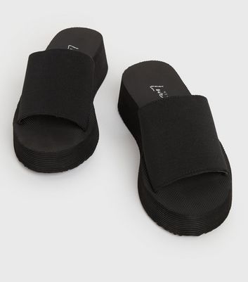 Click to view product details and reviews for Black Chunky Open Toe Sliders New Look Vegan.