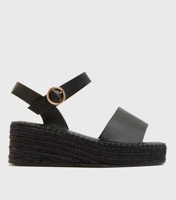 shop for Wide Fit Black Espadrille Chunky Sandals New Look Vegan at Shopo