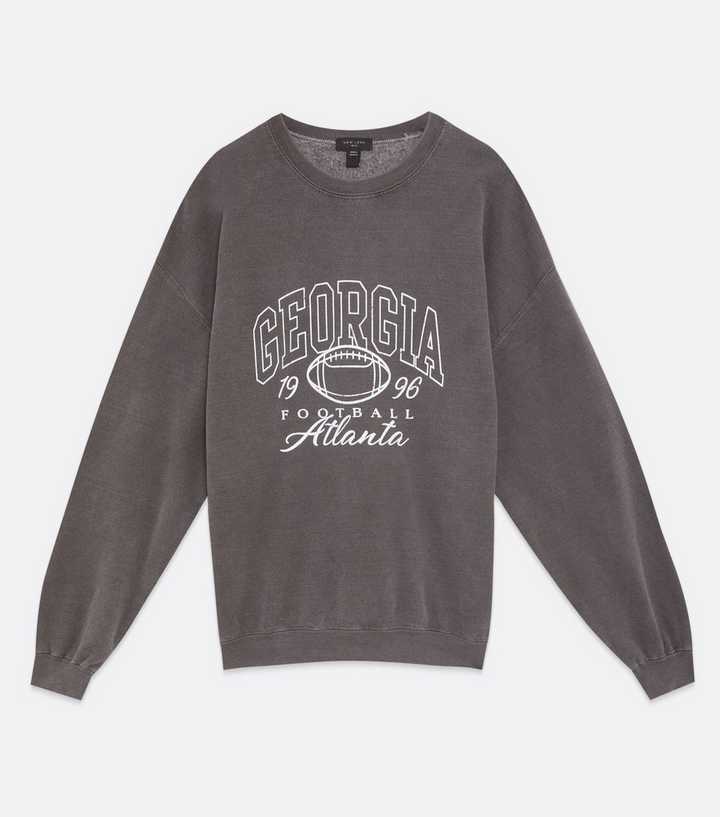 Grey Washed Georgia Football Logo Sweatshirt | New Look