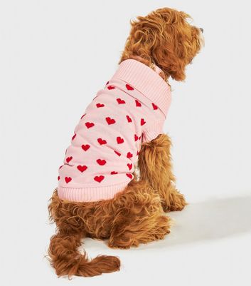 Skinnydip Pink Heart Knit Dog Jumper 