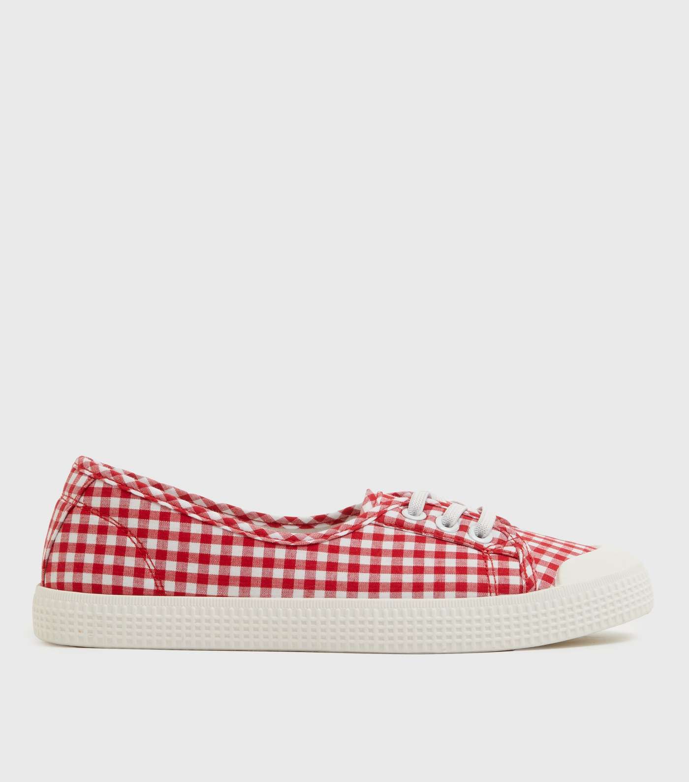 Red Gingham Slip On Lace Up Trainers