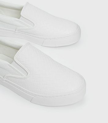White Faux Croc Slip On Trainers New Look Vegan