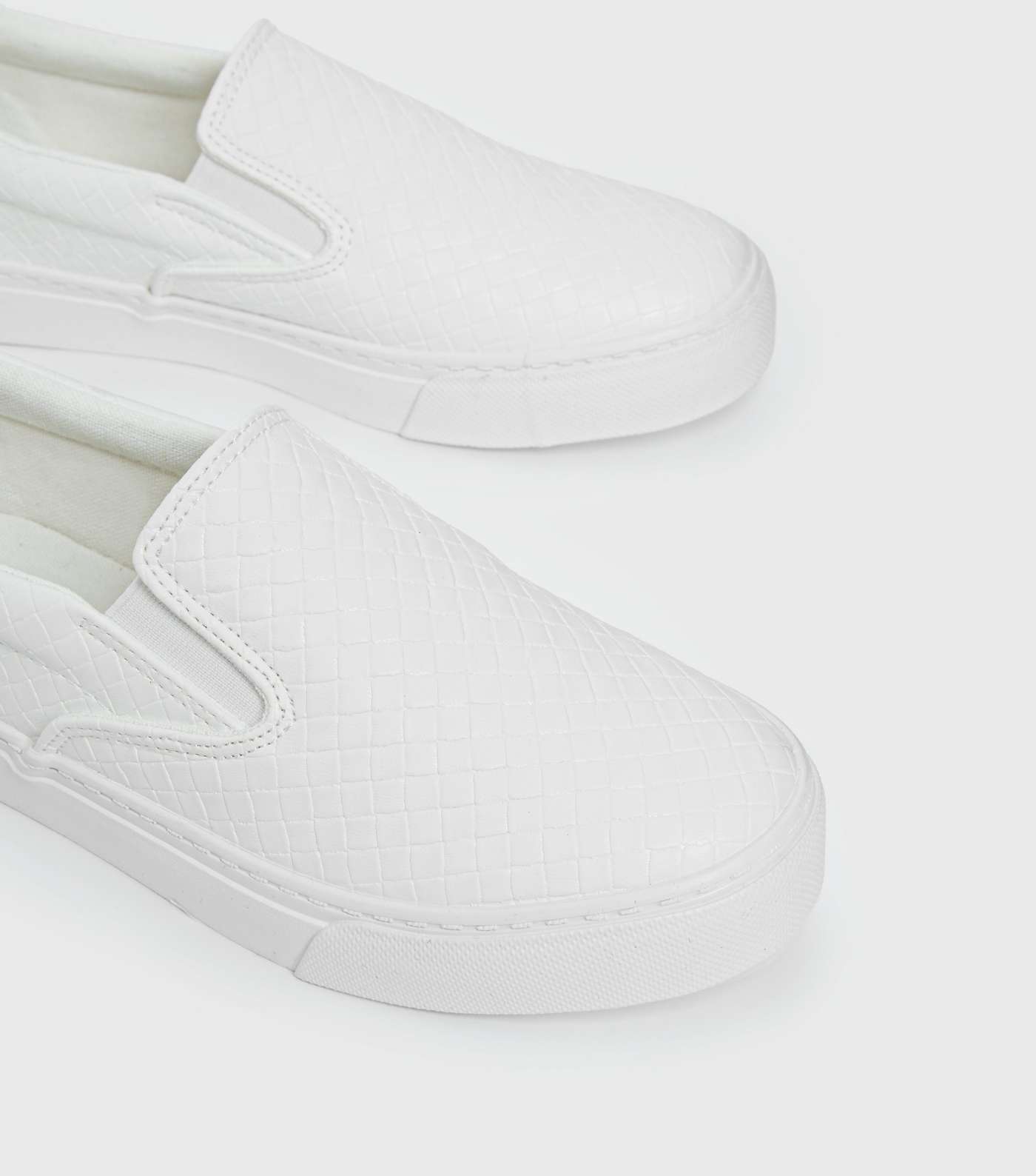 White Faux Croc Slip On Trainers Image 4
