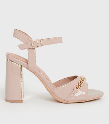 blush pink block heel sandals