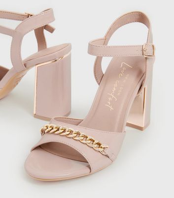 pale pink block heels