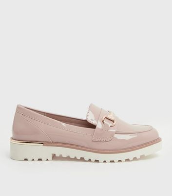 Click to view product details and reviews for Pale Pink Patent Metal Trim Chunky Loafers New Look Vegan.