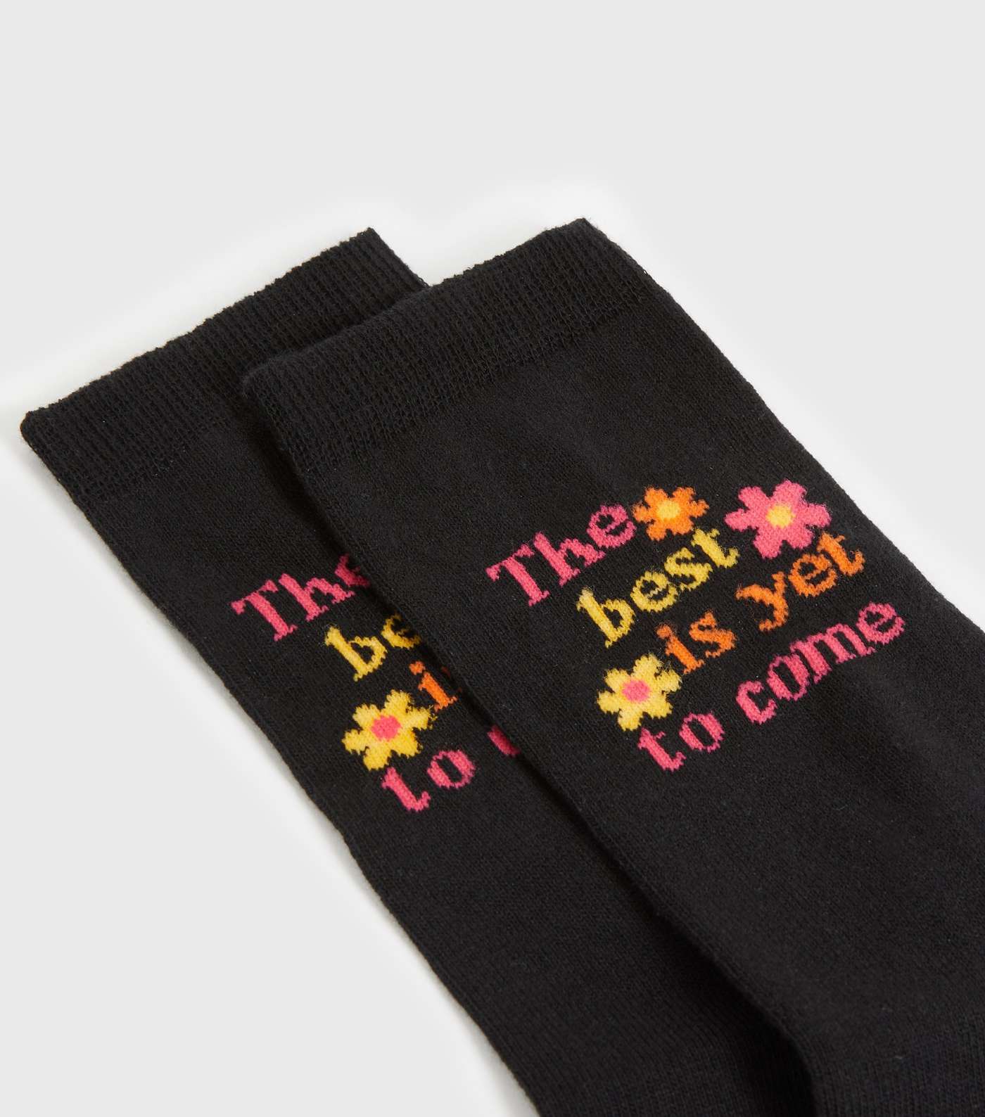 Black The Best Is Yet to Come Floral Socks Image 2