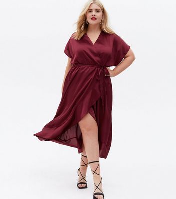 Burgundy wrap clearance dress plus size