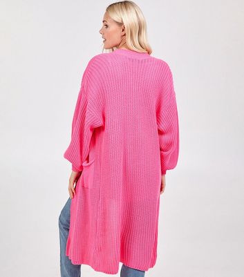 Long pink shop cardigan with pockets