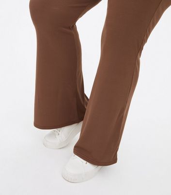 Curves Dark Brown Ribbed Jersey Wide 