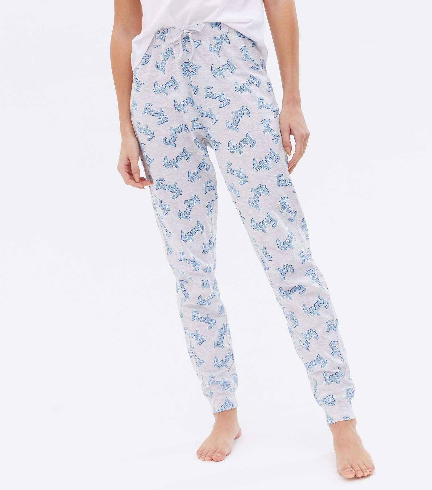 White Jogger Pyjama Set with Furby Print Image 2