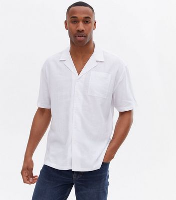 White Linen Blend Oversized Short 