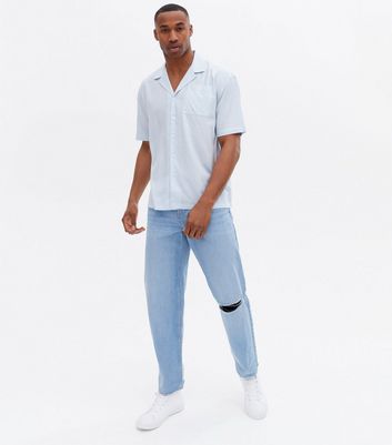 Pale Blue Linen Blend Oversized Short 