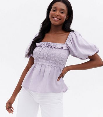 Off the shoulder shirred peplum outlet blouse