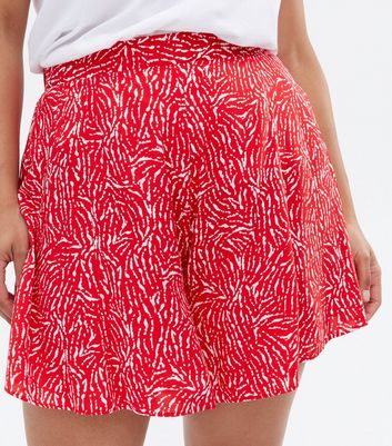Curves Red Animal Print Flippy Shorts 
