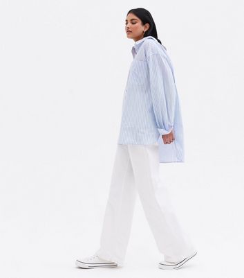 Blue Stripe Long Sleeve Oversized Shirt New Look