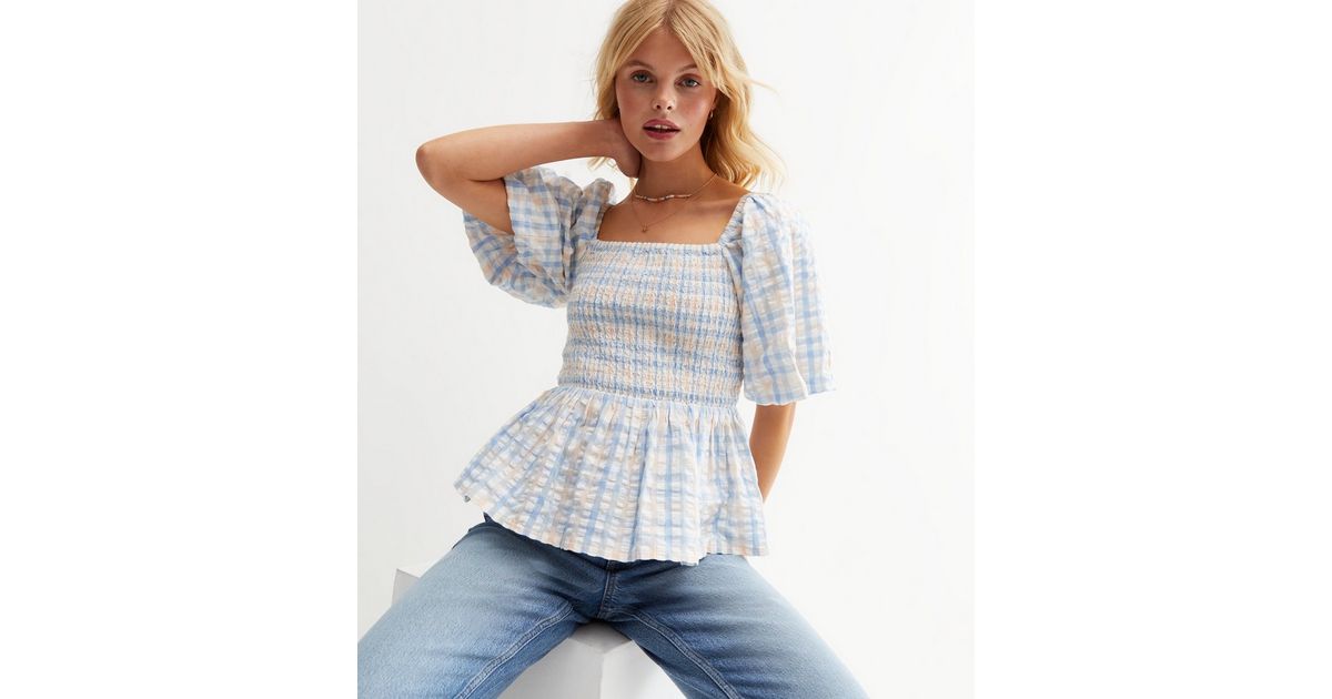 Curve Seersucker Peplum Top