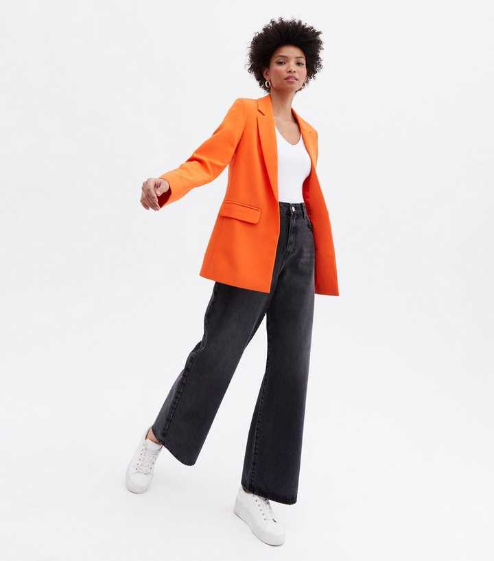 Orange Wide Leg Pant Suit - relaxed fit