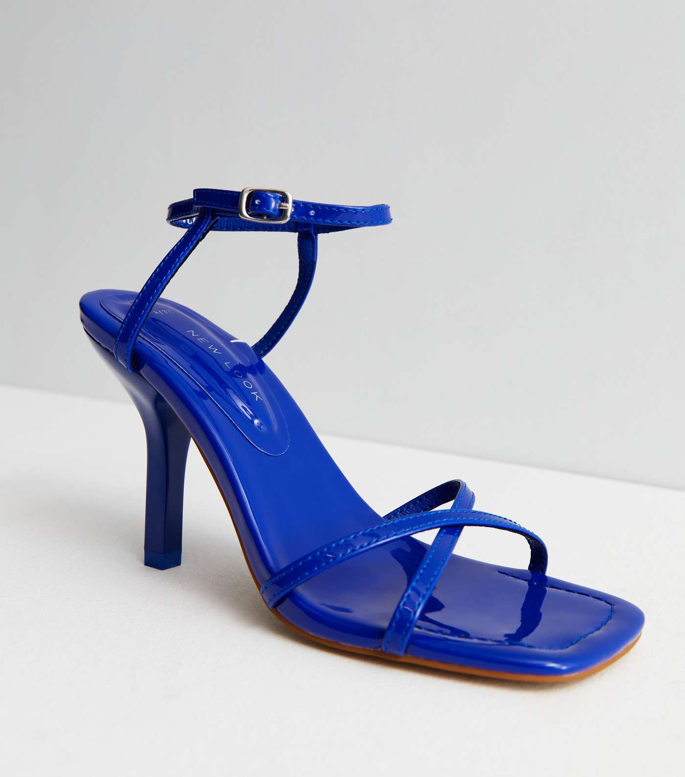 Blue Patent Strappy Stiletto Heel Sandals Image 3