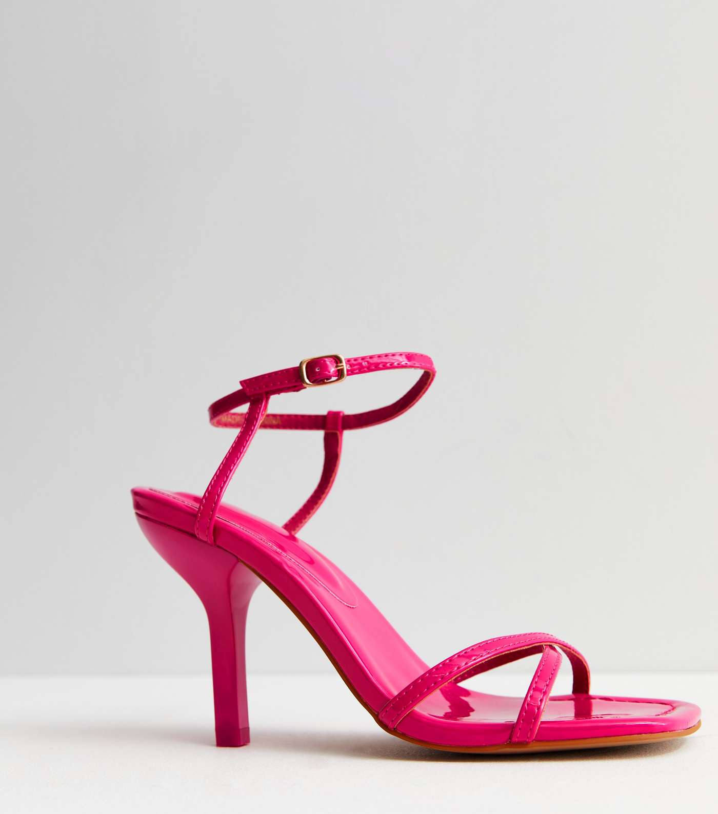 Bright Pink Patent Strappy Stiletto Heel Sandals Image 3