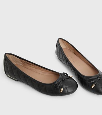 Click to view product details and reviews for Black Quilted Metal Trim Ballet Pumps New Look Vegan.