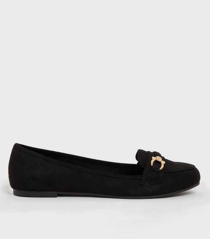 Black Suedette Bar Loafers