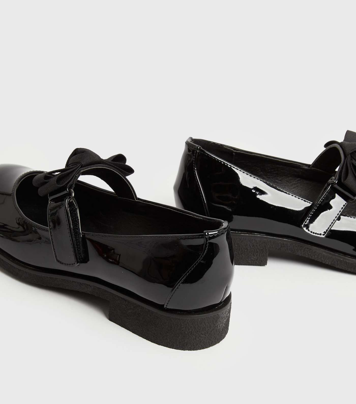 Black Patent Bow Strap Mary Jane Shoes Image 4