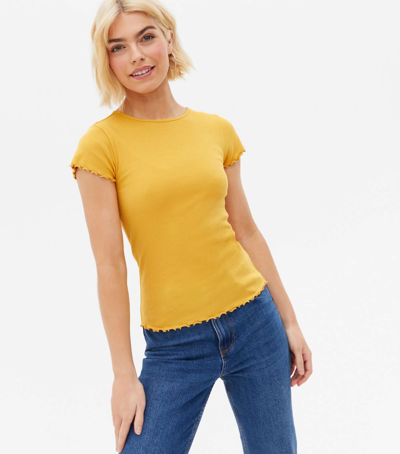 Mustard Frill Short Sleeve T-Shirt Image 2