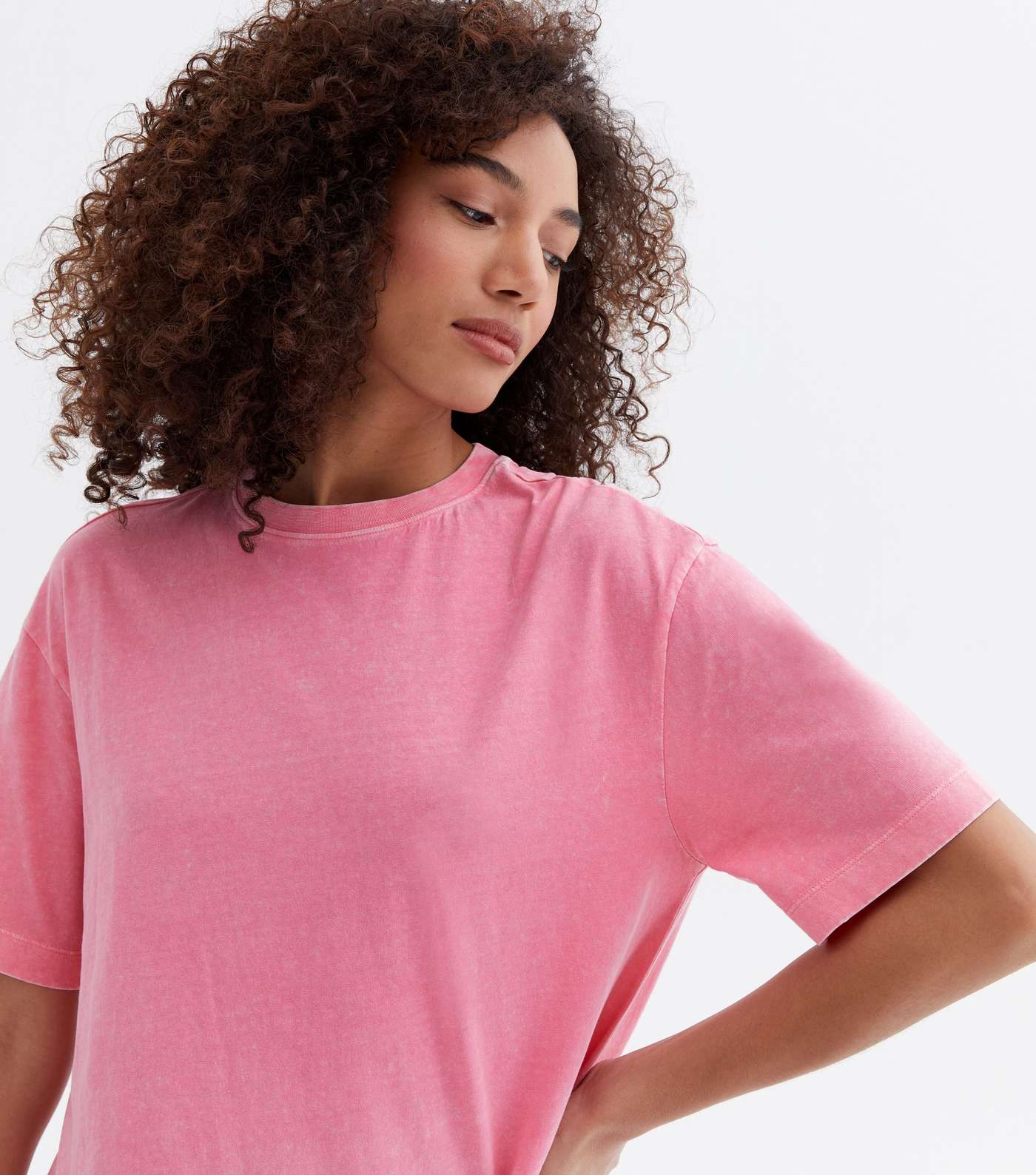 Bright Pink Acid Wash Oversized T-Shirt