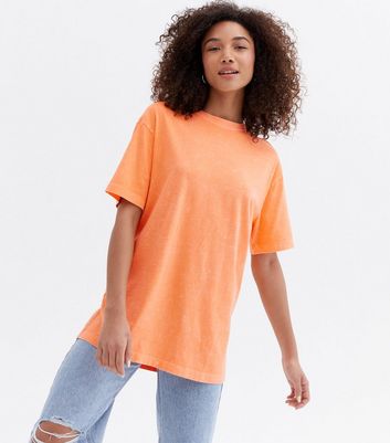 Bright Orange Acid Wash Oversized T 