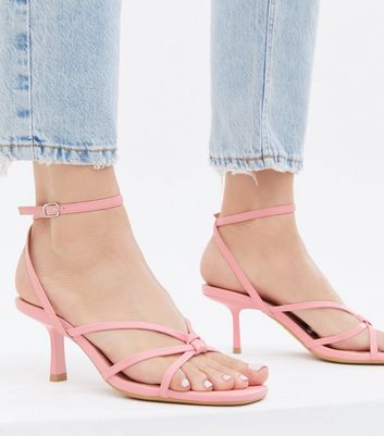 shop for Pink Strappy Square Toe Stiletto Heel Sandals New Look Vegan at Shopo