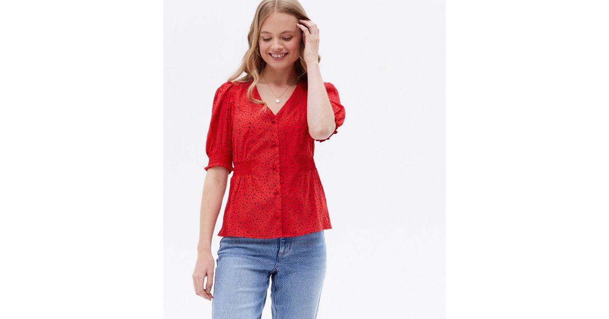 new look red blouse