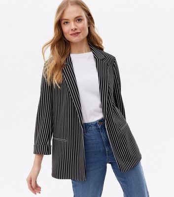 Black striped shop blazer womens